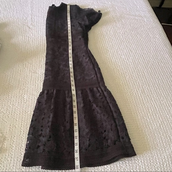 Ann Taylor Lace Embroidered Midi Dress Short Sleeve Round Neck Navy Blue Size 8 - Picture 13 of 16